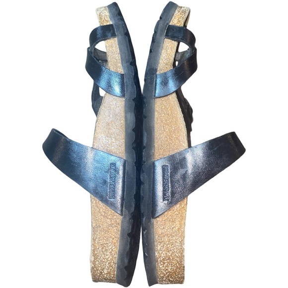 Birkenstock Black Leather Patent Birks Sandals Size 9 Ladies - Picture 9 of 13